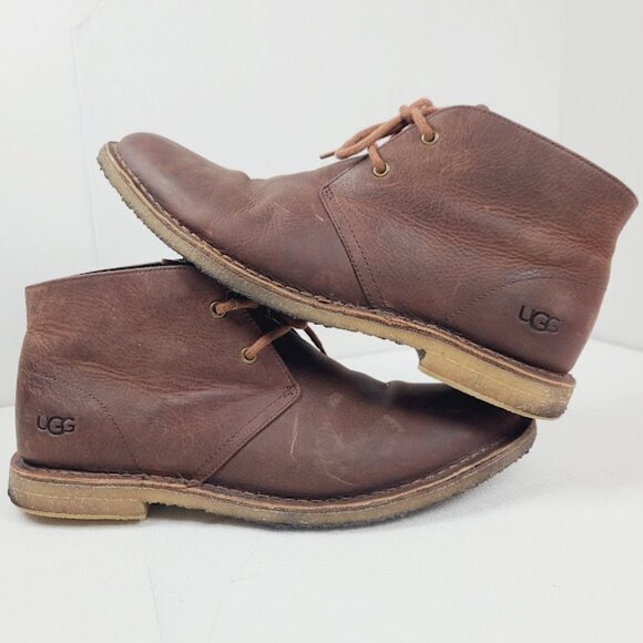 UGG Men\'s Brown Groveland 1105529 Leather Almond Toe Ankle Chukka Boot Size 10 main image 10